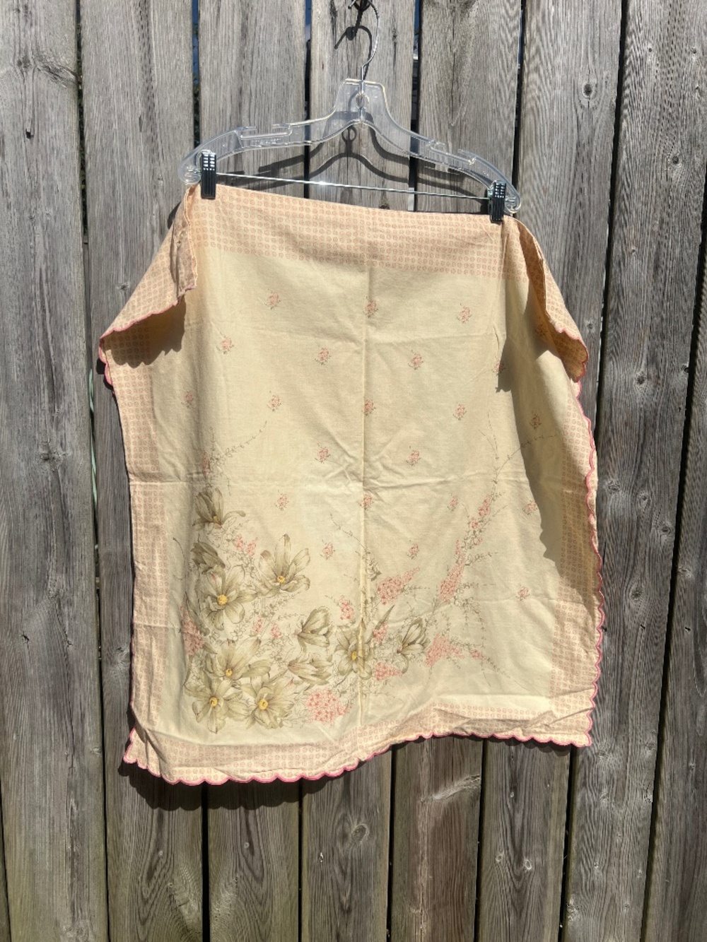 Vintage Pillow Cover Large Pillowcase Creamy Yellow Pink Floral 27" Square Sham